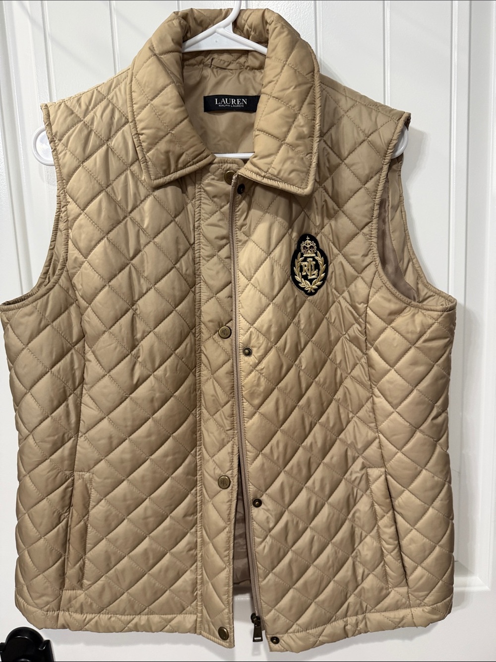 Lauren Ralph Lauren Quilted Beige Crest Vest